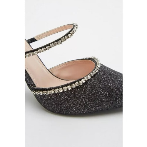 Echo Black Glitter Point Mule