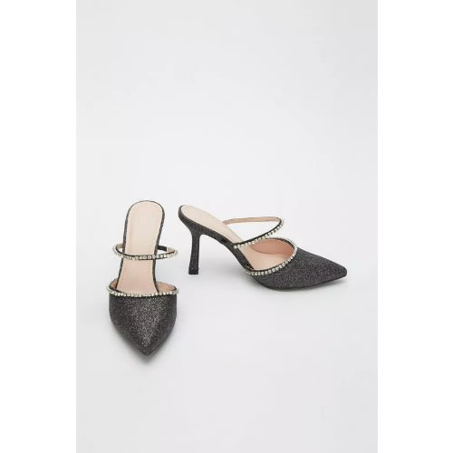 Echo Black Glitter Point Mule