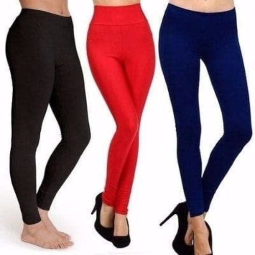 Women's Plain Leggings - Set Of 3