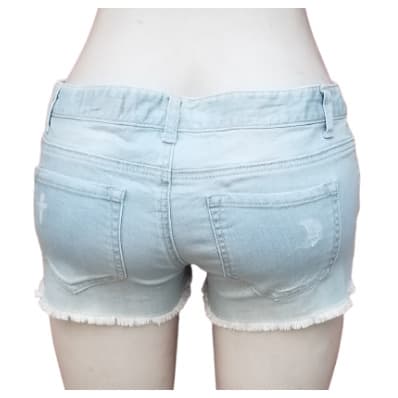 Stonewash Faded Denim Short With Brush Leg