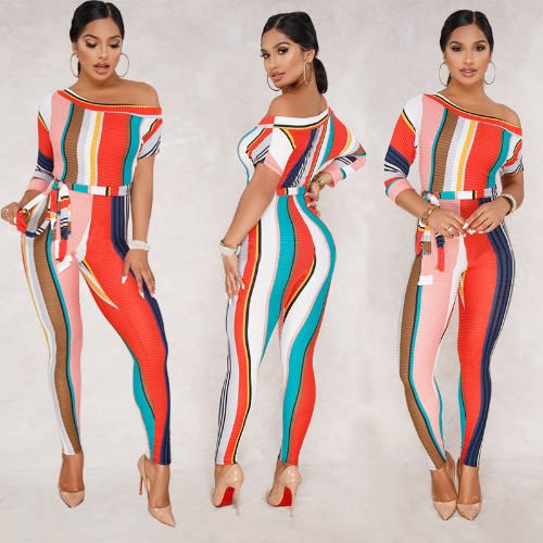 Striped Long Sleeve Jumpsuit