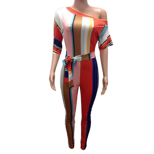 Striped Long Sleeve Jumpsuit