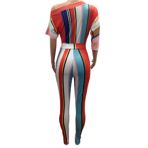 Striped Long Sleeve Jumpsuit