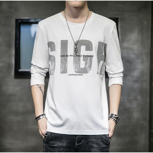 Fitted T-shirt Summer Wear Long Sleeve - White