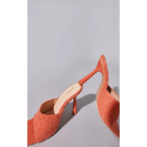 Orange Borg Square Toe Heeled Mules