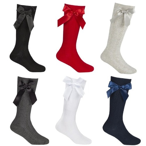 Cottonique Bow Cable Knee High Socks For Girls – 6pieces