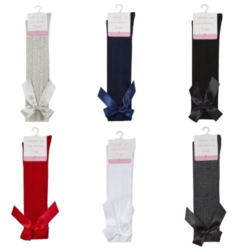 Cottonique Bow Cable Knee High Socks For Girls – 6pieces