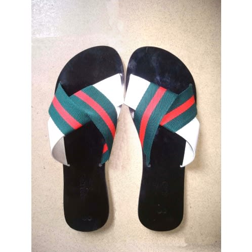 Striped Ladies Flat Slippers - Multicolour