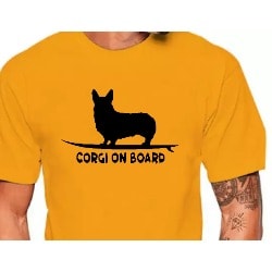Corgi On Board Print T-shirt - Yellow
