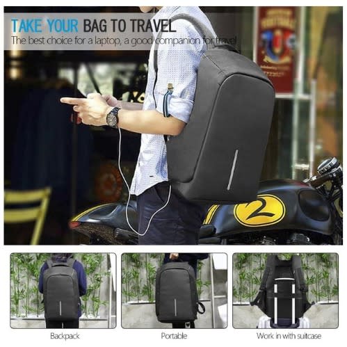 Anti Theft Smart Bag Security Travel Backpack & Laptop Bag With Usb Charging Port- Black