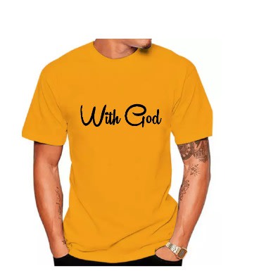 With God Cotton T-shirt - Yellow