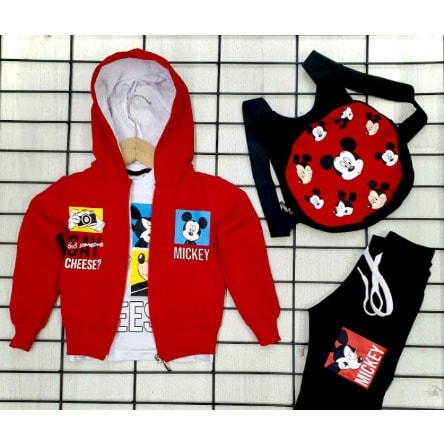 Boy Mickey Mouse 4psc Set - Red