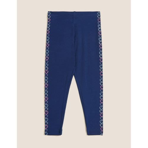 Girls Cotton Rich Heart Print Leggings