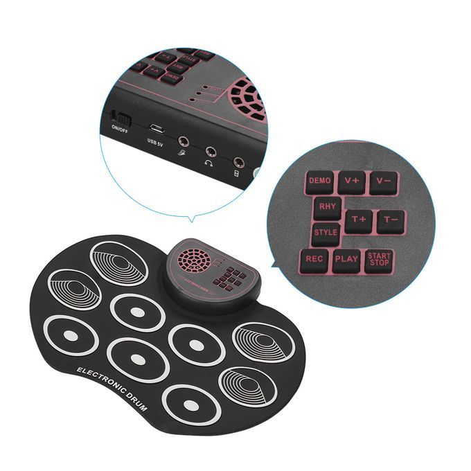Portable Electronic Drum Set USB Roll Up Drum Pad Kit 9