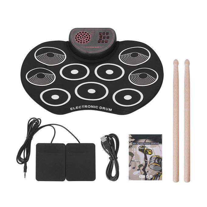 Portable Electronic Drum Set USB Roll Up Drum Pad Kit 9