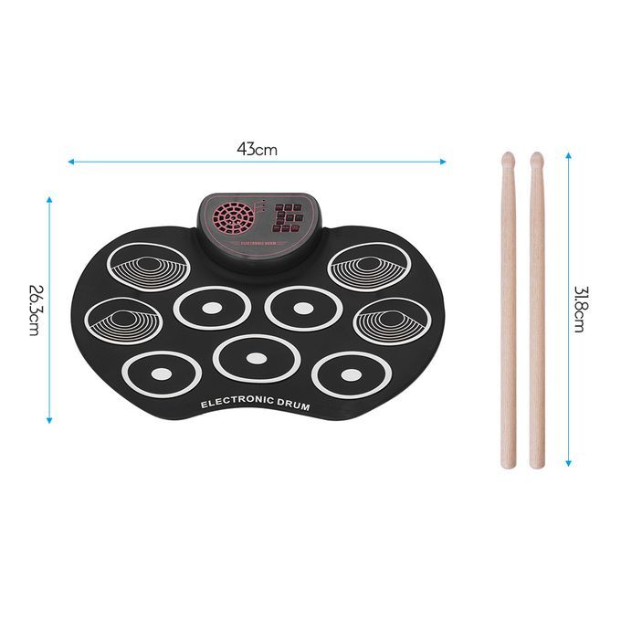 Portable Electronic Drum Set USB Roll Up Drum Pad Kit 9