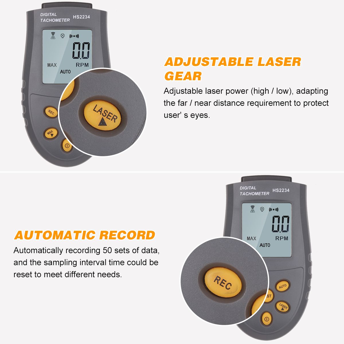 Portable High-precision Digital Tachometer With Laser
