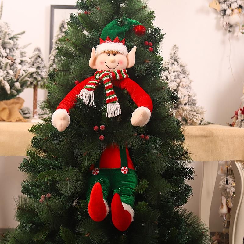 Mingguan new Christmas tree decorations Santa Claus doll elf holding tree holiday home shopping mall decoration supplies L-SD24 Elf Set Tree Decoration