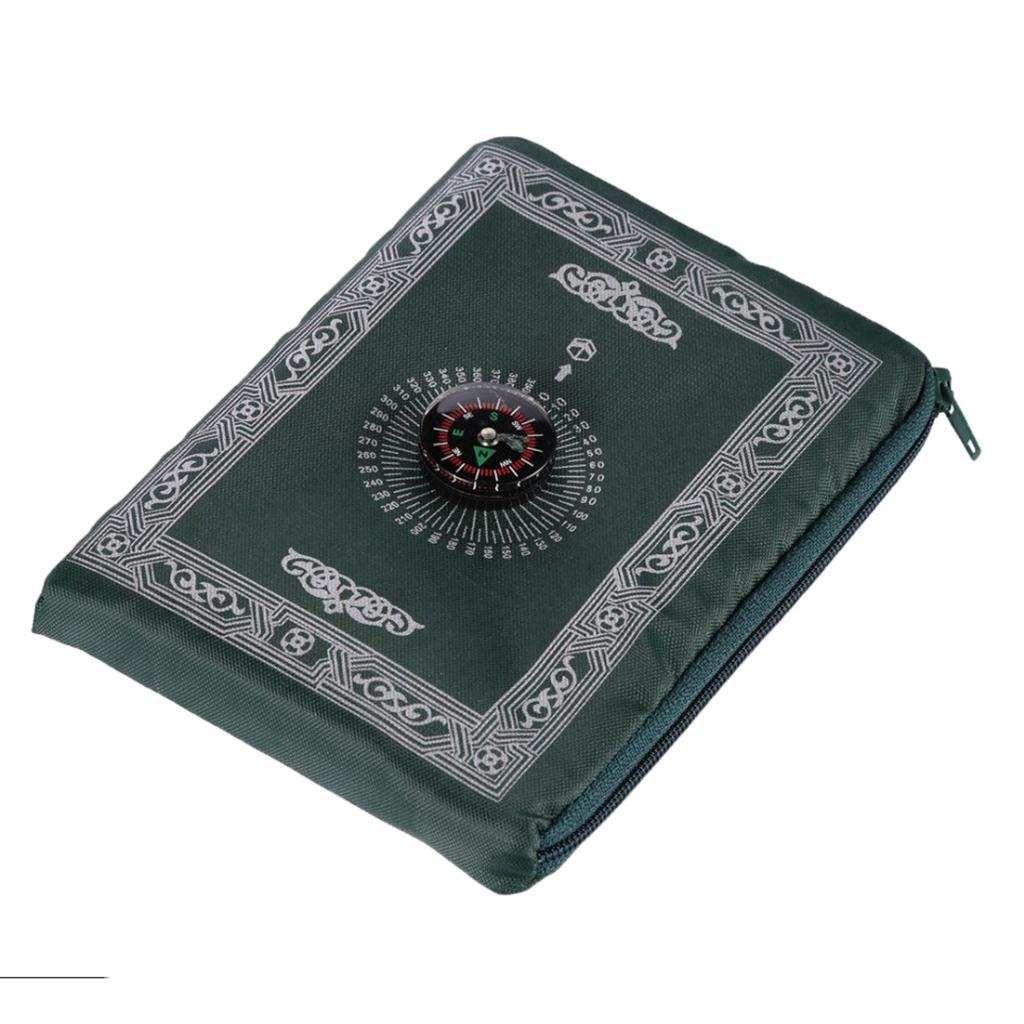 Muslim Prayer Rug Polyester Portable Braided Mats Simply Dark Green