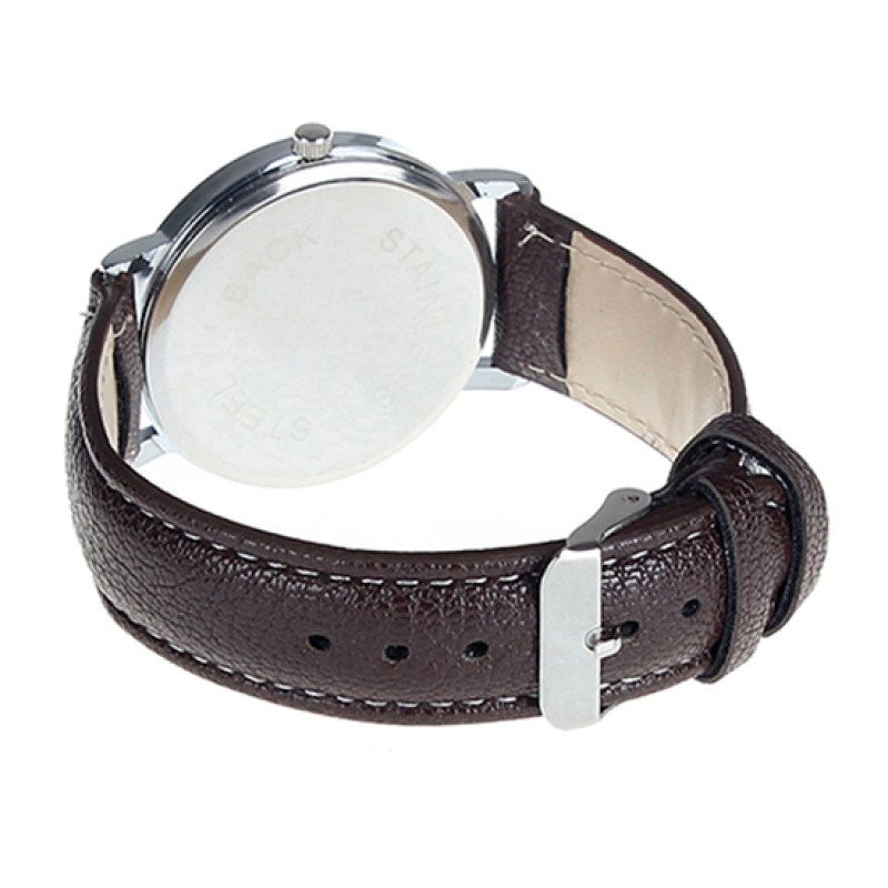 Men\'s Roman Numerals Dial Faux Leather Band Quartz-Black