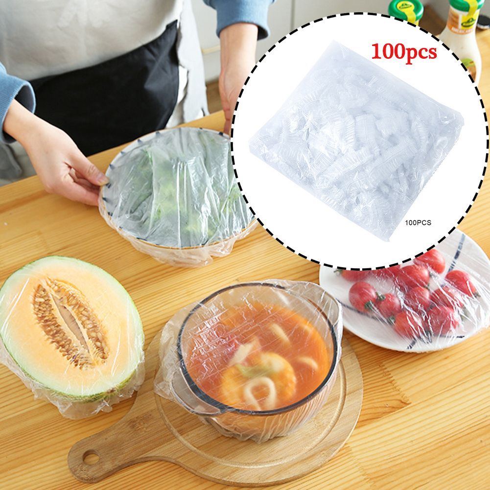 100pcs Reusable Durable Food Storage Covers Elastic Keep Fresh Food Plastic Wrap Dish Plate Clings Film For Refrigerator Kitchen-