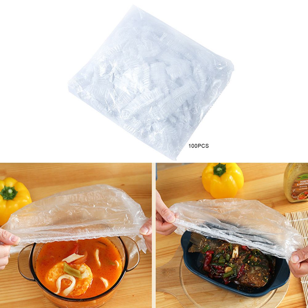 100pcs Reusable Durable Food Storage Covers Elastic Keep Fresh Food Plastic Wrap Dish Plate Clings Film For Refrigerator Kitchen-