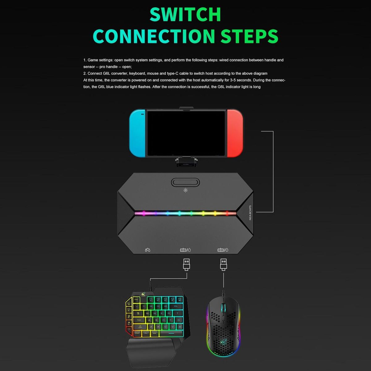 ZIYOU LANG G6L Converter+One-Handed Keyboard+Mouse+Mouse