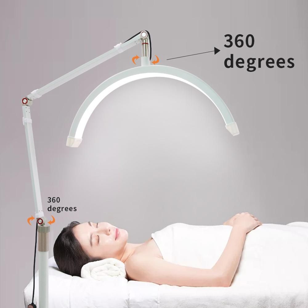 Andoer HD-M2X 20W Floor LED Video Light Half-moon Shaped Fill Light 3000K-6000K Dimmable with Adjustable Metal Light Stand Phone Holder for Beauty Salon Makeup Live Streaming Bedside Light