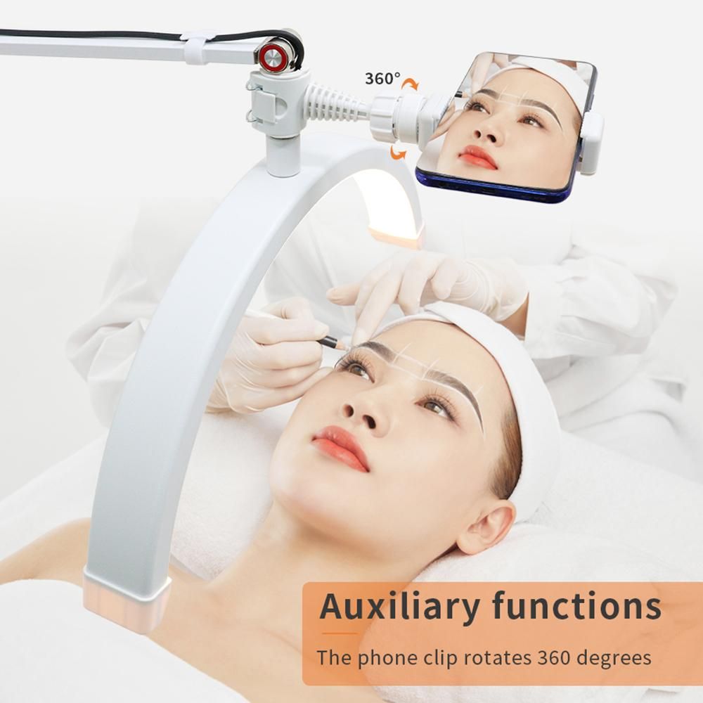 Andoer HD-M2X 20W Floor LED Video Light Half-moon Shaped Fill Light 3000K-6000K Dimmable with Adjustable Metal Light Stand Phone Holder for Beauty Salon Makeup Live Streaming Bedside Light