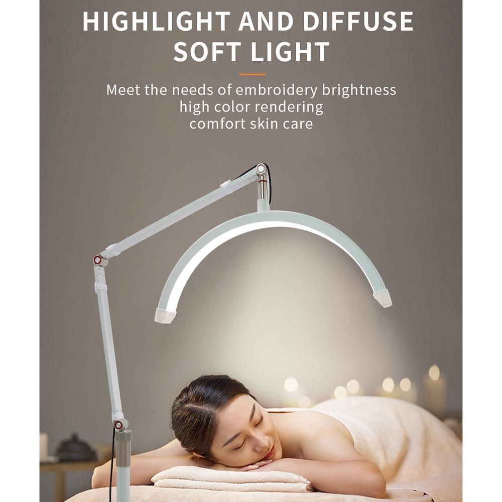 Andoer HD-M2X 20W Floor LED Video Light Half-moon Shaped Fill Light 3000K-6000K Dimmable with Adjustable Metal Light Stand Phone Holder for Beauty Salon Makeup Live Streaming Bedside Light