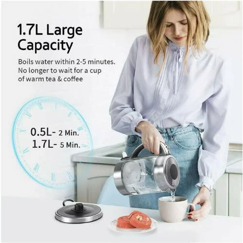 Hommak Electric Kettle Glass Jar Illuminated - 1.7L - 2000W