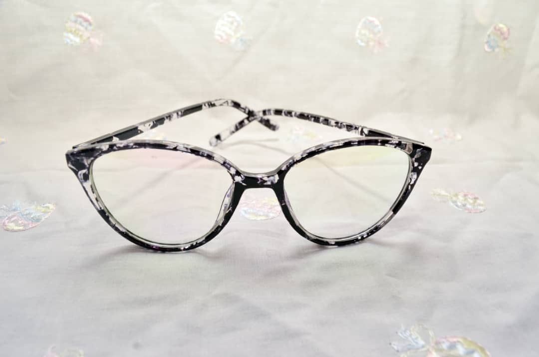 Retro Cat Eye Optical Fashion Glasses Black Flowered Frames