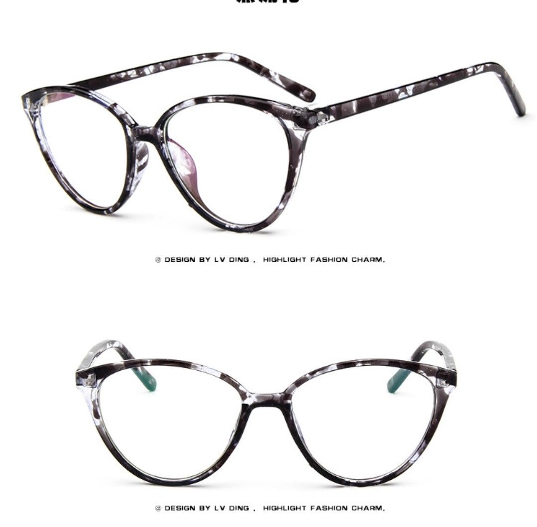 Retro Cat Eye Optical Fashion Glasses Black Flowered Frames