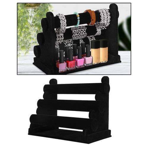 3-Tier Velvet Jewelry Bracelet Watch Display Holder Stand Black
