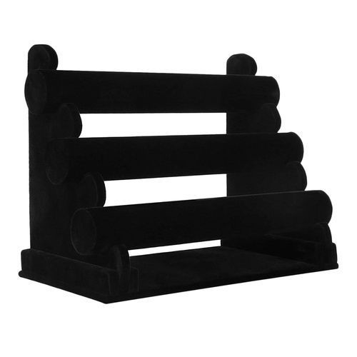 3-Tier Velvet Jewelry Bracelet Watch Display Holder Stand Black