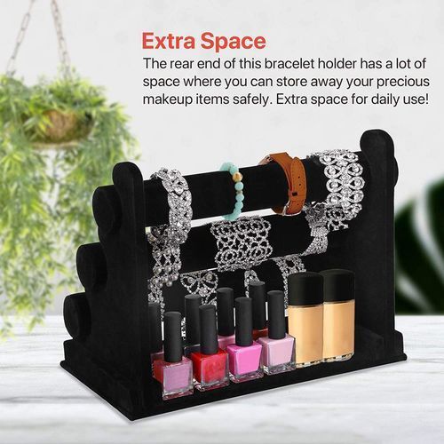 3-Tier Velvet Jewelry Bracelet Watch Display Holder Stand Black