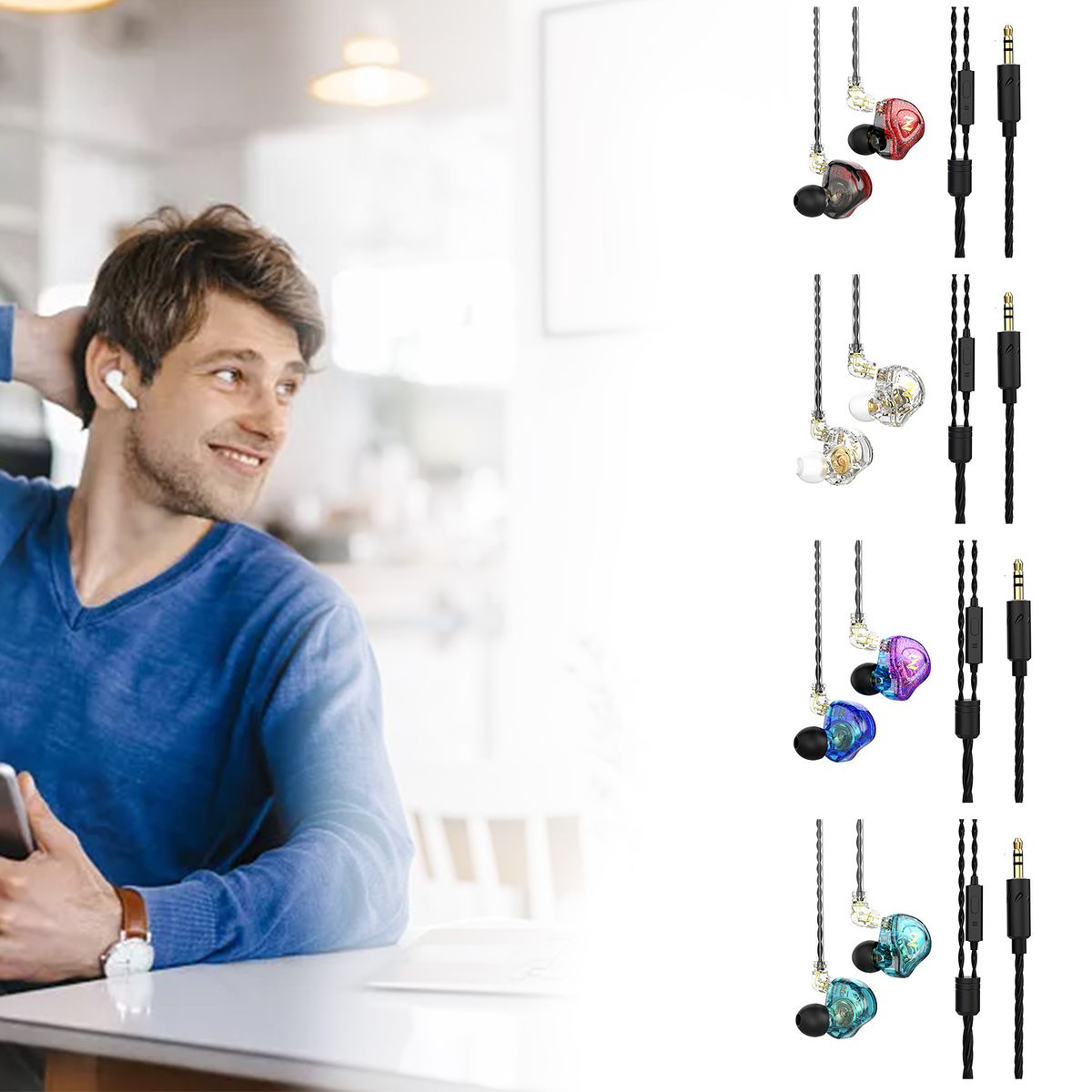 Sports In-Ear Headset With Plug Ergonomic Design Comfortable To Wear Ear Buds For Walking Running