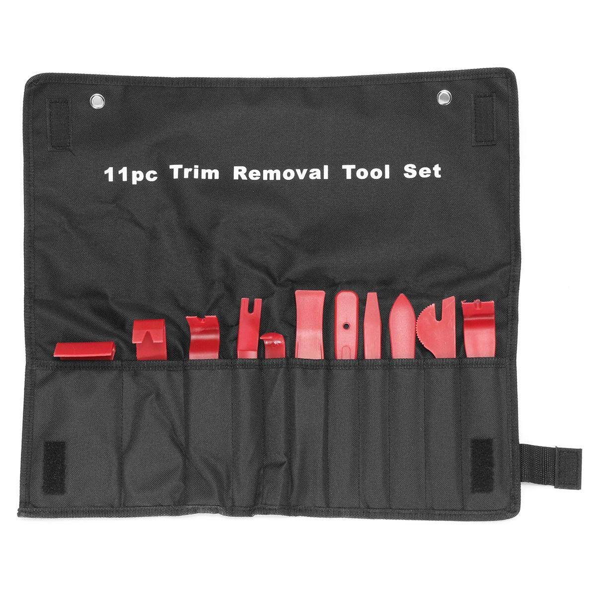 12PC CAR AUTO BODY DOOR PANEL MOULDING REMOVER TOOLS + TRIM CLIP REMOVAL PLIERS