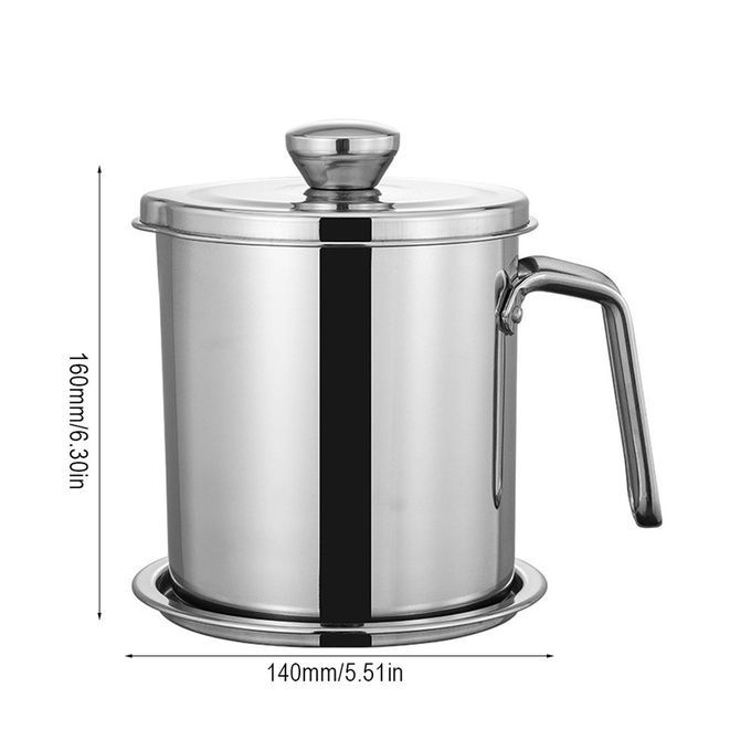 Pot Large  Apa Ity Filter Oil Lard Oil Storage Tank With Lid Oil Bottle-silver-S