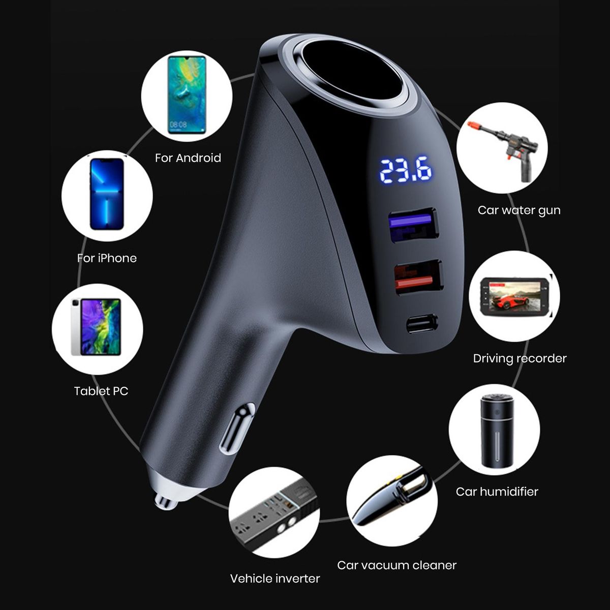 Usb Pd Car Charger Powerdrive Pro 3-in-1 Car Charger Fast Charge