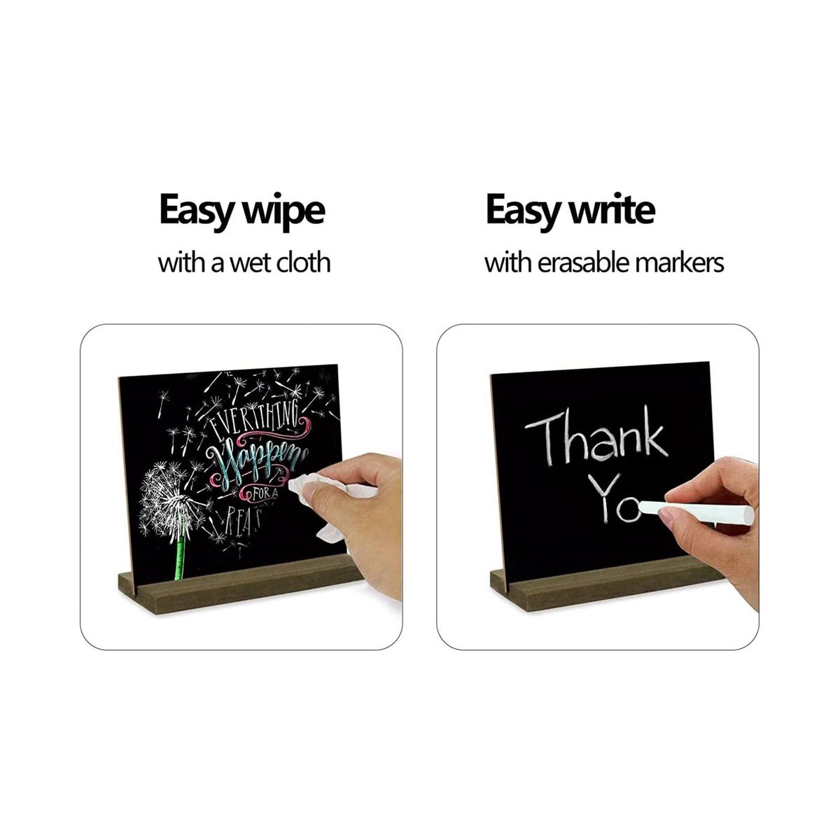2Pcs Mini Blackboard Supports Dining Table, and Christmas Ce