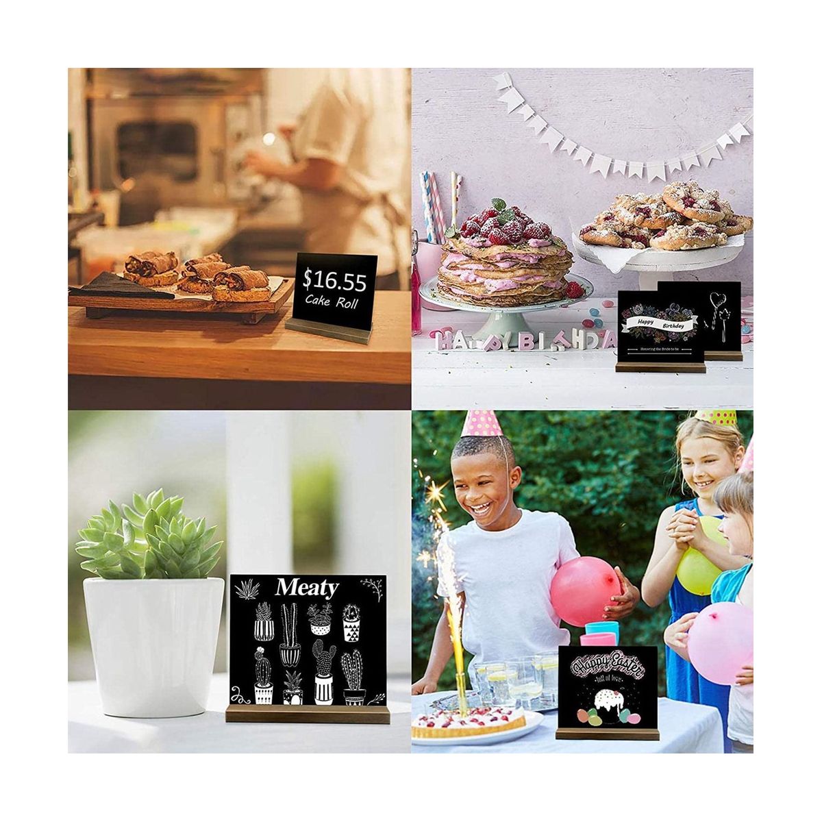 2Pcs Mini Blackboard Supports Dining Table, and Christmas Ce