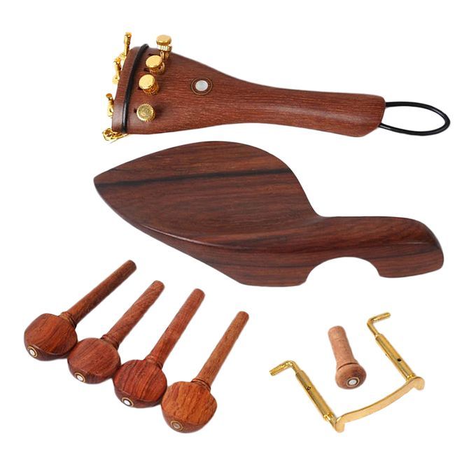 1 Set Rosewood Violin Parts 44 Fittings Chinrest Pegs Tailpiece