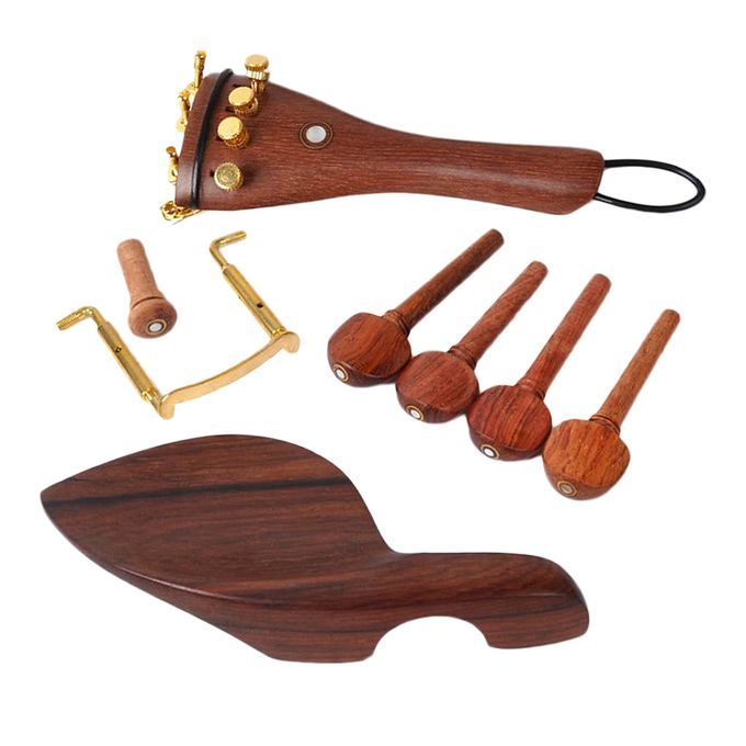 1 Set Rosewood Violin Parts 44 Fittings Chinrest Pegs Tailpiece