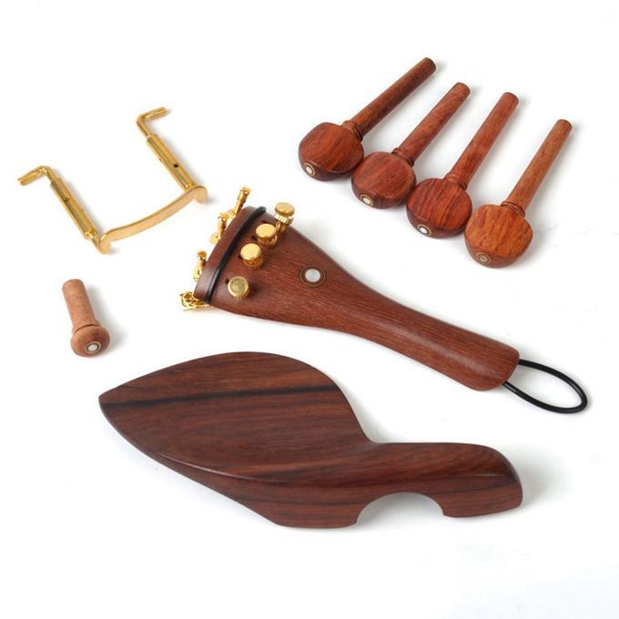 1 Set Rosewood Violin Parts 44 Fittings Chinrest Pegs Tailpiece