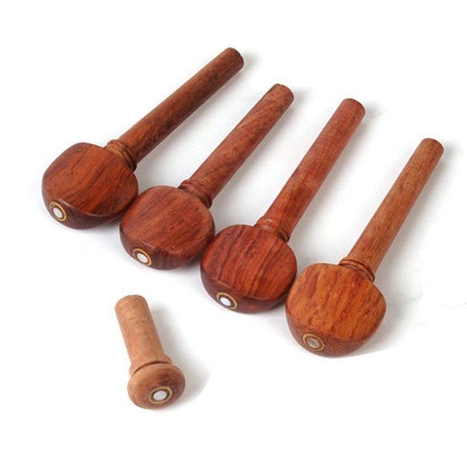 1 Set Rosewood Violin Parts 44 Fittings Chinrest Pegs Tailpiece