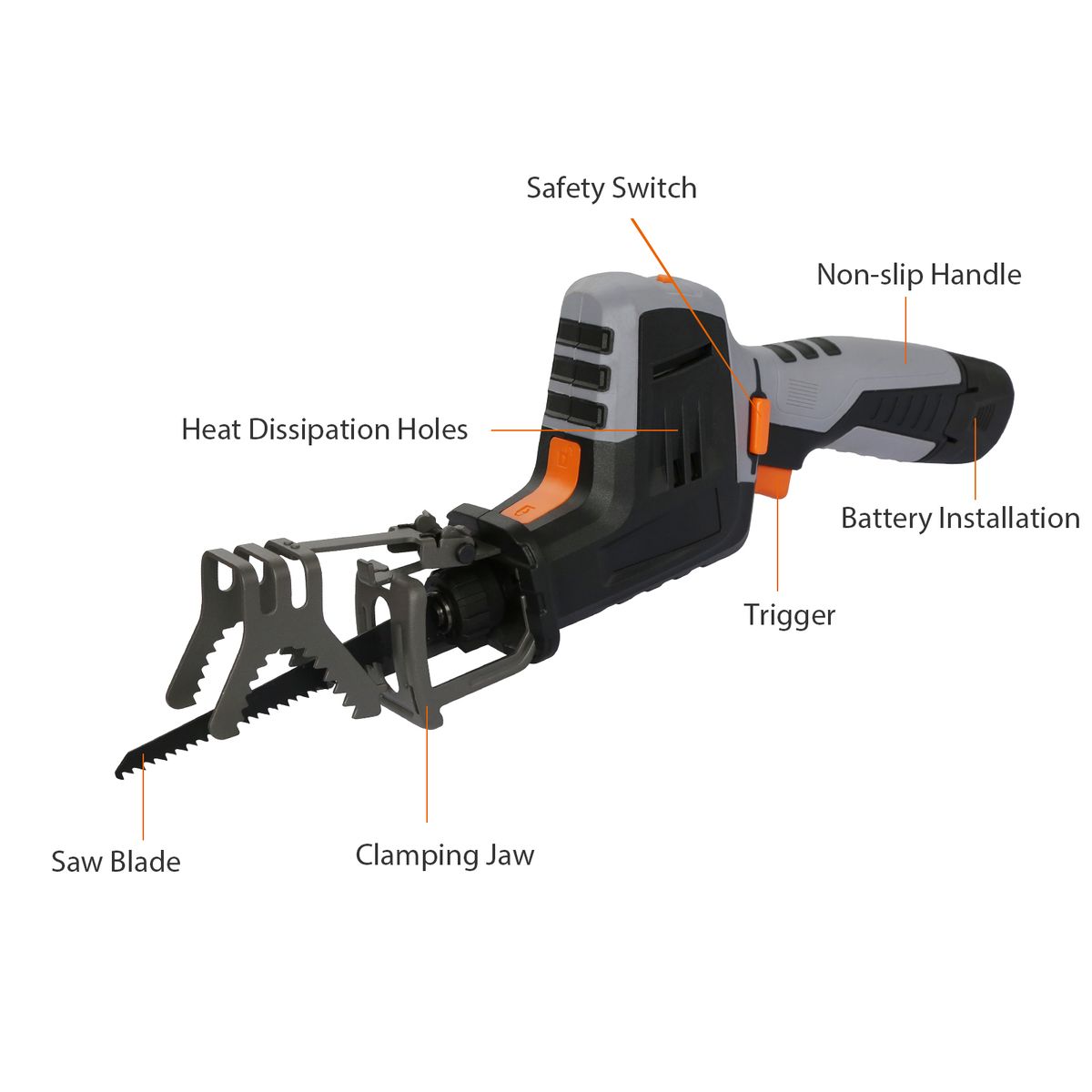 12V Cordless Reciprocating Saw 2500RPM Handheld Electric Saw
