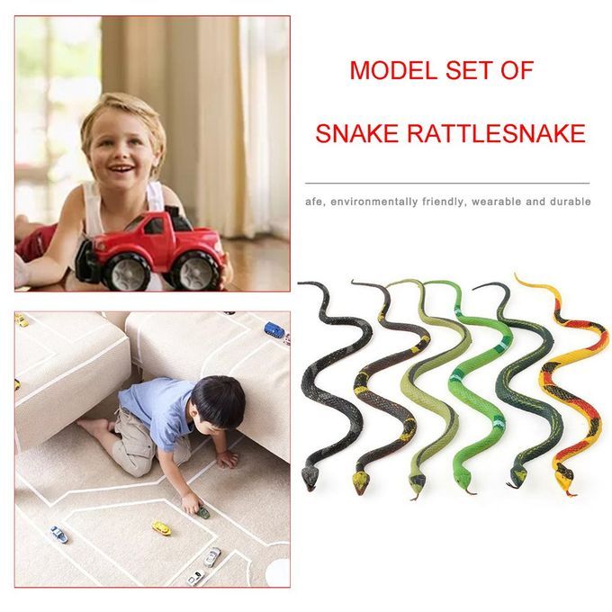 6p S Rubber Snake Toys For Kids Garden De Oration Tri Ky Toys Edu Ational Tool-multicolor-21*24cm