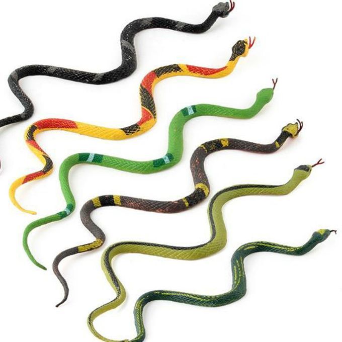 6p S Rubber Snake Toys For Kids Garden De Oration Tri Ky Toys Edu Ational Tool-multicolor-21*24cm