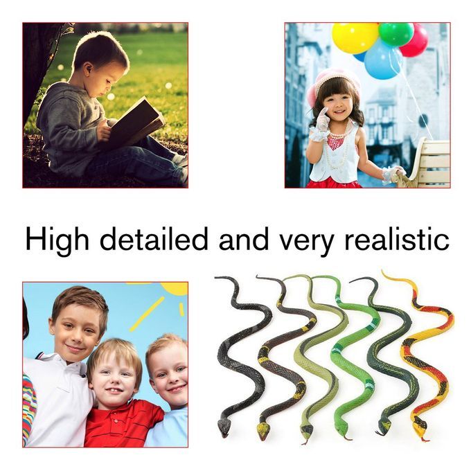 6p S Rubber Snake Toys For Kids Garden De Oration Tri Ky Toys Edu Ational Tool-multicolor-21*24cm